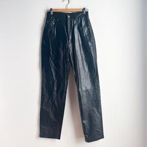 NUAGE Black Shiny High Waist Leather Pants 8
